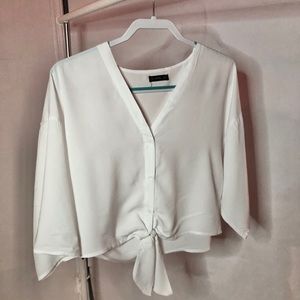 White Formal Button Up Flowy Blouse